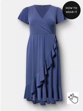 NWT Torrid Blue Surplice Ruffle Dress